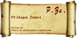 Prikopa Zseni névjegykártya